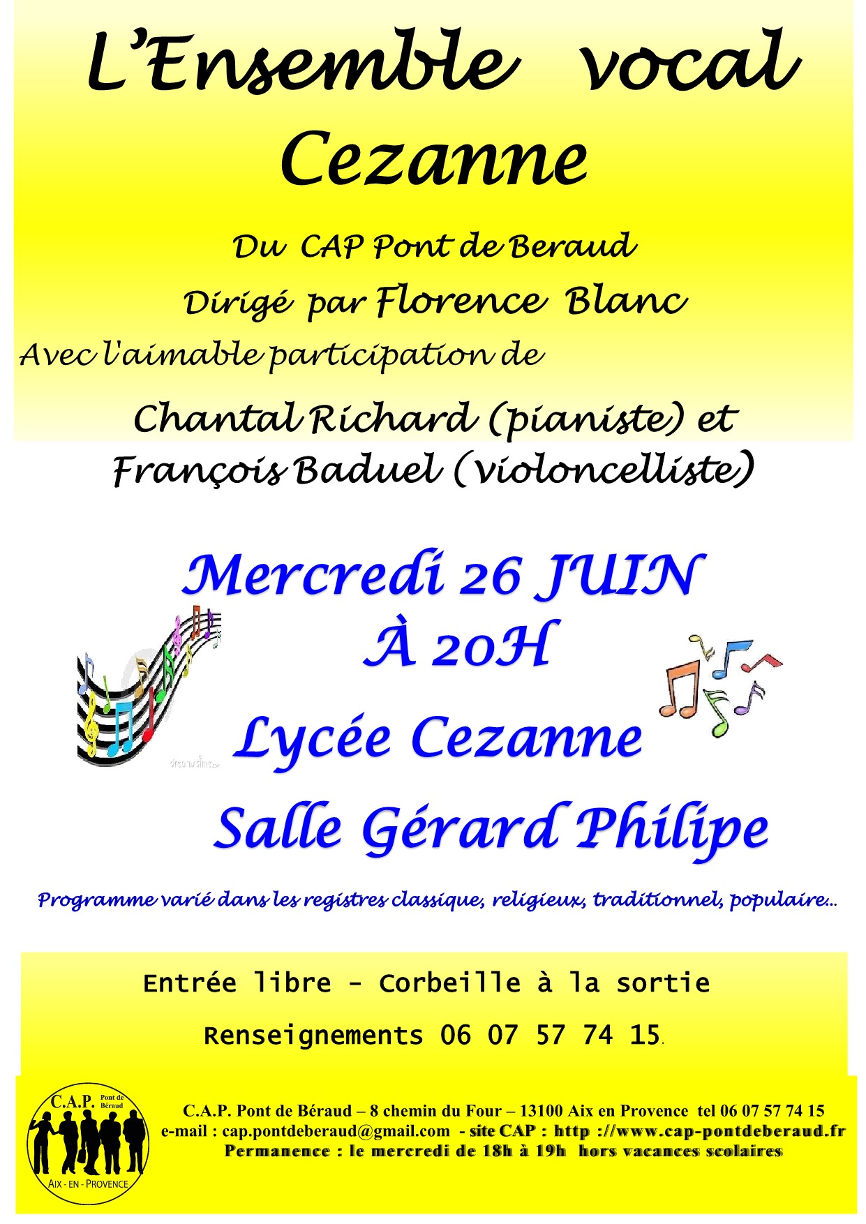 MERCREDI  26 JUIN : ENSEMBLE VOCAL CEZANNE